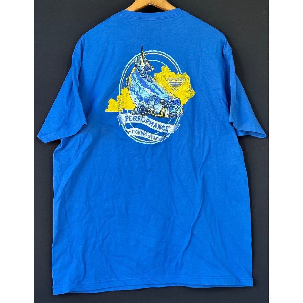 Columbia PFG Fishing Tee Mens XL Blue Athleisure Sports